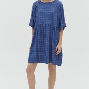 Urban Outfitters Navy Checkered Mini Dress
